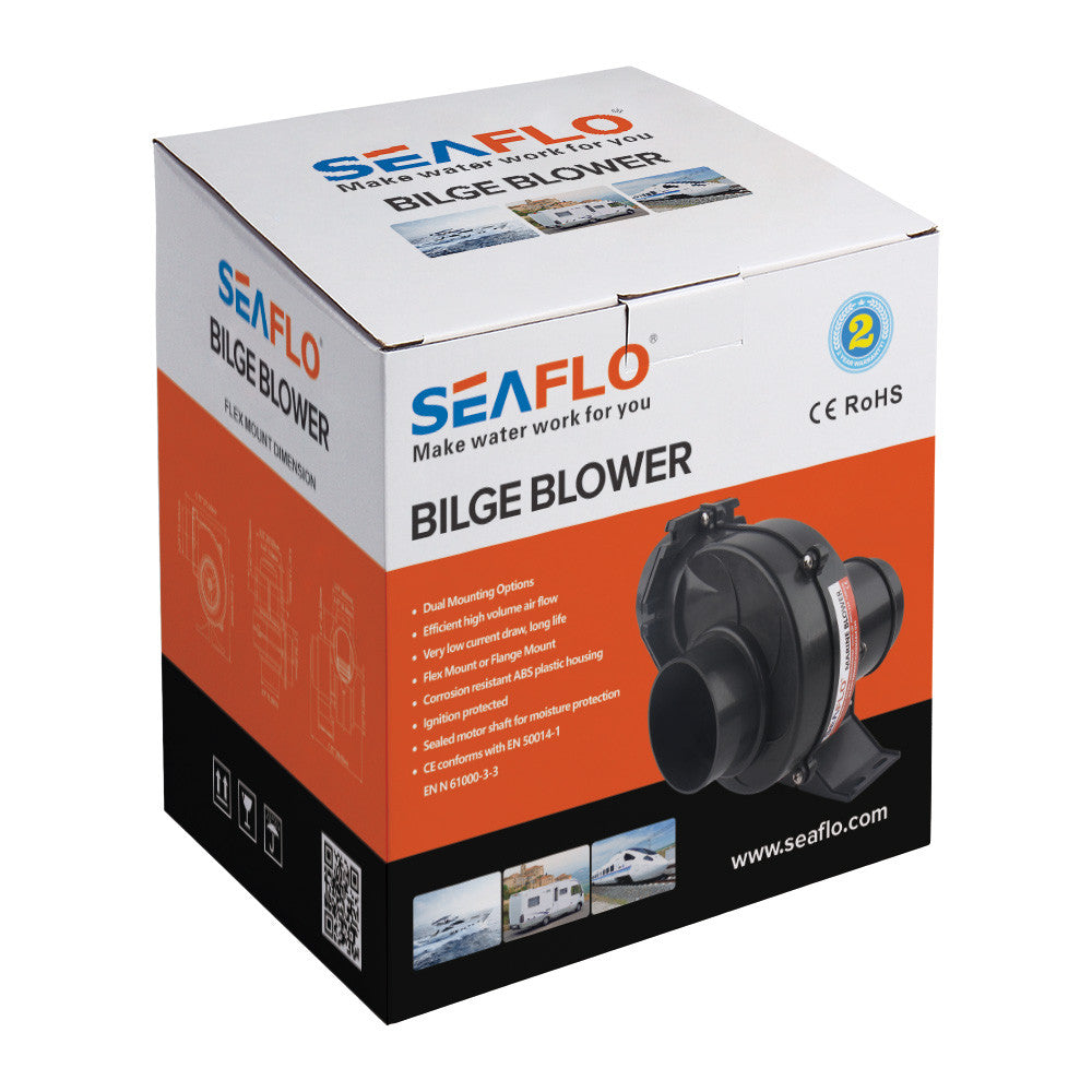 SEAFLO 01-Series 3" Flange Mount Bilge Air Blower (12V | 130CFM)