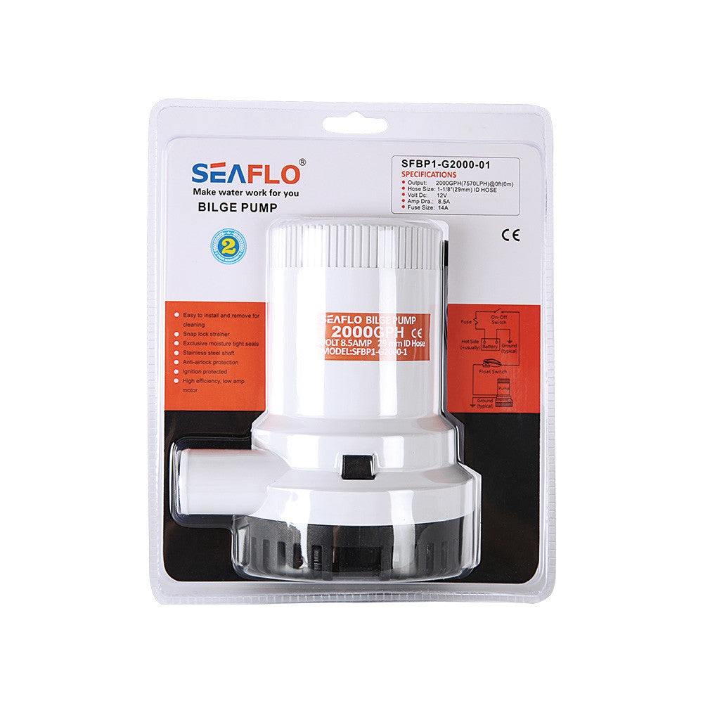 SEAFLO 01-Series 2000 GPH Submersible Bilge Pump (Choose 12V or 24V)