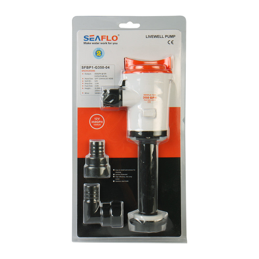 SEAFLO 04-Series 12V 350 GPH Straight Livewell/Baitwell Aerator Bilge Pump