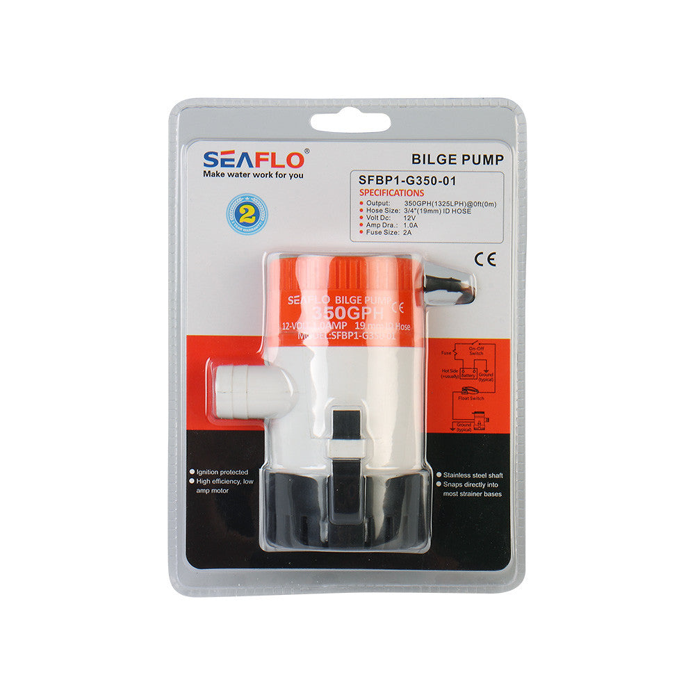 SEAFLO 01 Series 12V Bilge Pumps – 3/4" Outlet, Marine Submersible Pump with Anti-Airlock Protection (Choose 350/500/750 GPH)