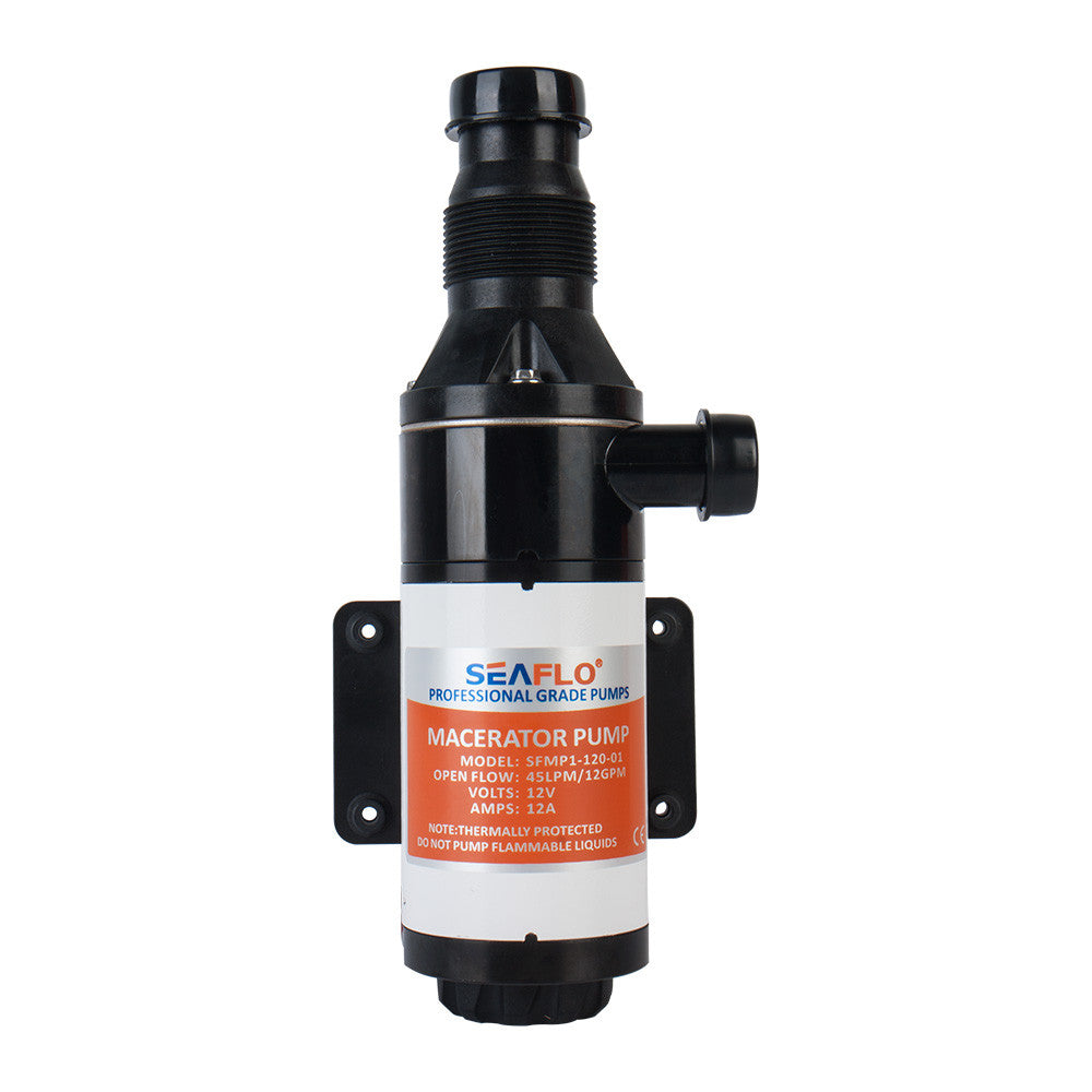 SEAFLO 01-Series Macerator Pump with Improved Motor, Oriented to the Left (12V|12GPM|45LPM)