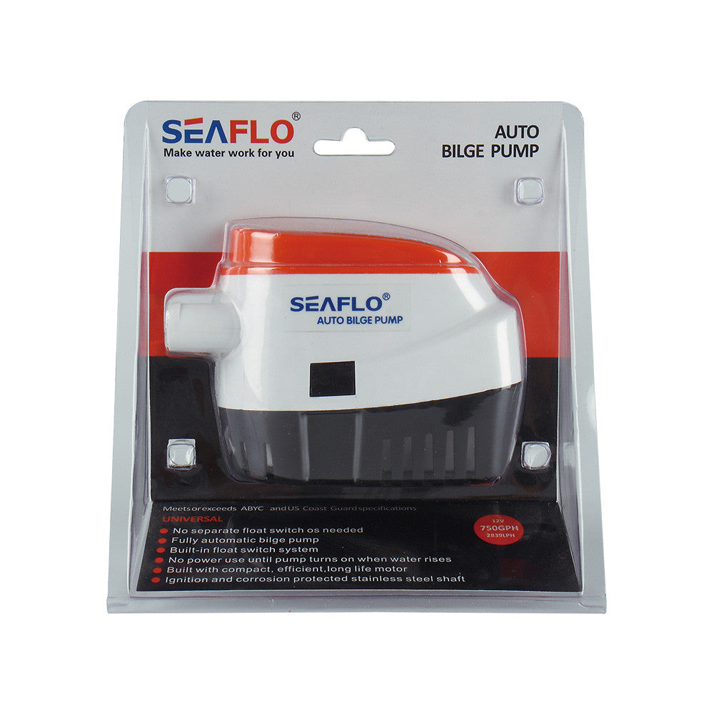 SEAFLO 06-Series 750GPH Automatic Submersible Bilge Pump with Built-In Float Switch (Choose 12V or 24V)