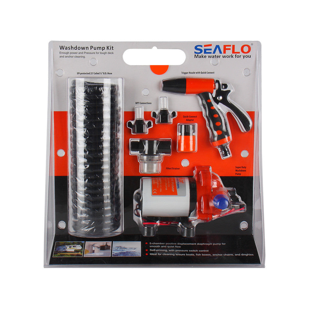 SEAFLO 33-Series Washdown Deck Wash Pump Kit for Rv Boat Marine Yacht with HEAVY DUTY PRESSURE SWITCH (12V|70 PSI|3.0GPM)
