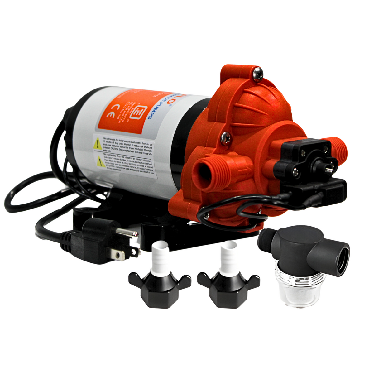 SEAFLO 33-Series On-Demand Diaphragm Water Pressure Pump (115V | 3.3 GPM) w/ Power Plug for Wall Outlet