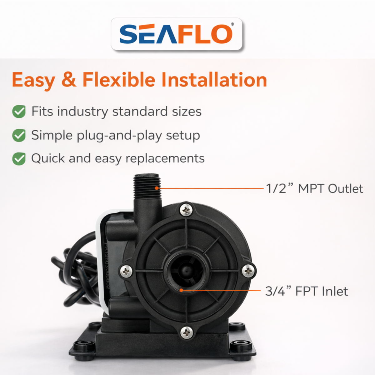 SeaFlo Marine Air Conditioner Circulation Pump 500 GPH / 115V