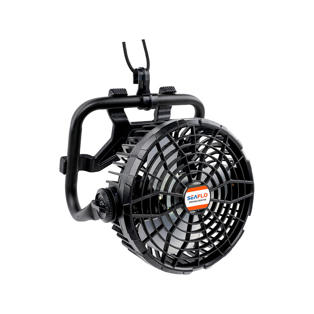 SEAFLO Portable Desk Fan 2-in-1 rechargeable fan high speed 6 hours low speed 12hours