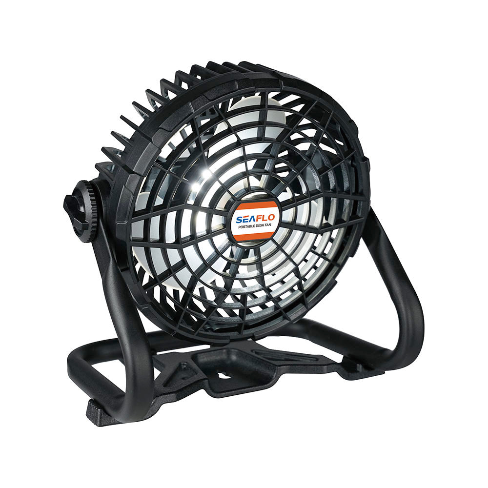 SEAFLO Portable Desk Fan 2-in-1 rechargeable fan high speed 6 hours low speed 12hours