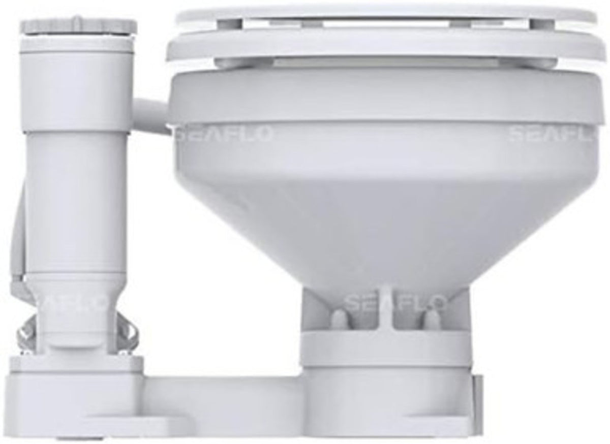 SEAFLO Electric Twist Flush Marine Toilets - Self Priming, Macerator, Rotary Control, Ceramic Bowl, Boat Yacht Toilet (Choose Compact/Regular Sizes and 12V/24V Options)