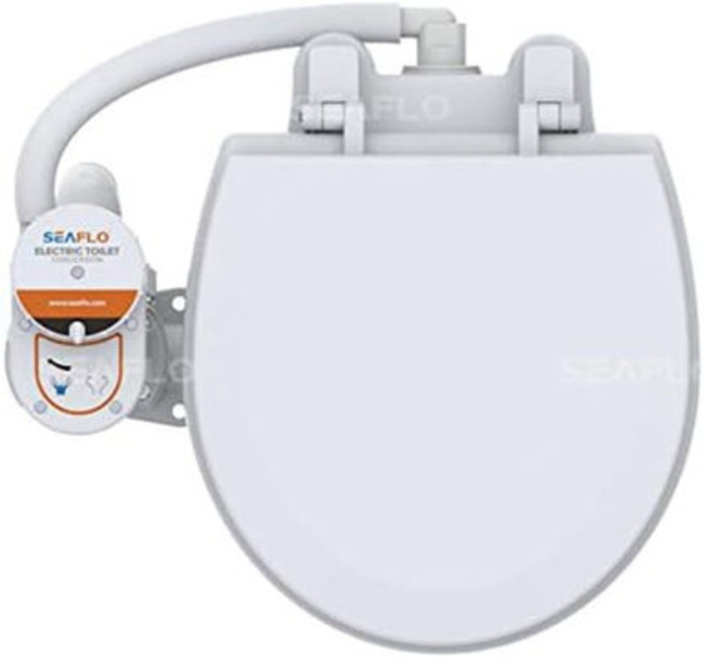 SEAFLO Electric Twist Flush Marine Toilets - Self Priming, Macerator, Rotary Control, Ceramic Bowl, Boat Yacht Toilet (Choose Compact/Regular Sizes and 12V/24V Options)