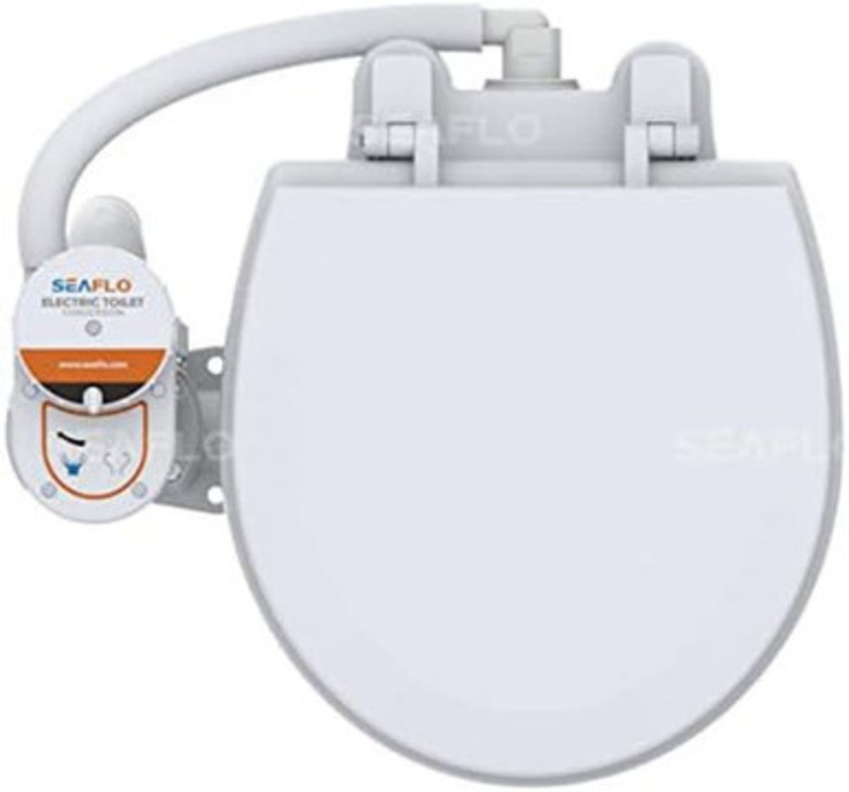 SEAFLO Electric Twist Flush Marine Toilets - Self Priming, Macerator, Rotary Control, Ceramic Bowl, Boat Yacht Toilet (Choose Compact/Regular Sizes and 12V/24V Options)