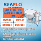 SEAFLO Electric Twist Flush Marine Toilets - Self Priming, Macerator, Rotary Control, Ceramic Bowl, Boat Yacht Toilet (Choose Compact/Regular Sizes and 12V/24V Options)
