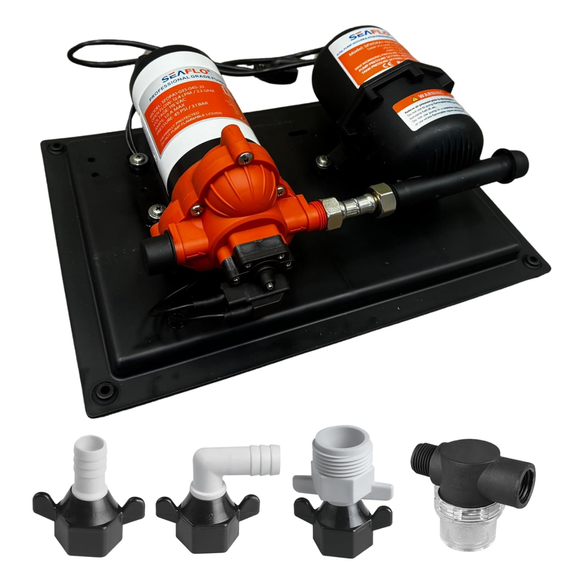 SEAFLO 33 Series Water Pump and Accumulator Tank System - 115V, 3.3 GPM, 45 PSI, 0.2-Gallon Tank | Reduces Cycling | For Marine, RV, Off-Grid, and Home Use | 4-Year Warranty
