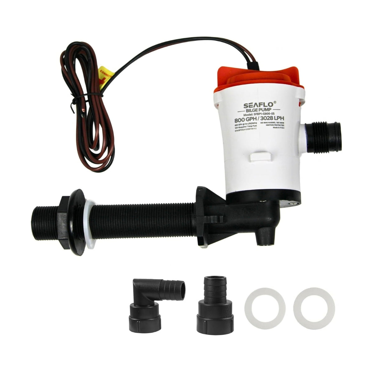 Seaflo 12v Angled 600gph Submersible Livewell Tank Aerator Bilge Pump