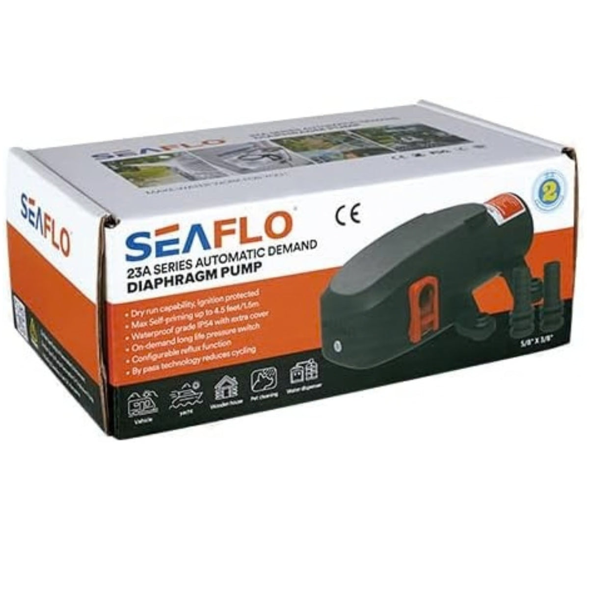 SEAFLO 23A Series Automatic Demand Diaphragm Pump - 0.5GPM 120 PSI 12V