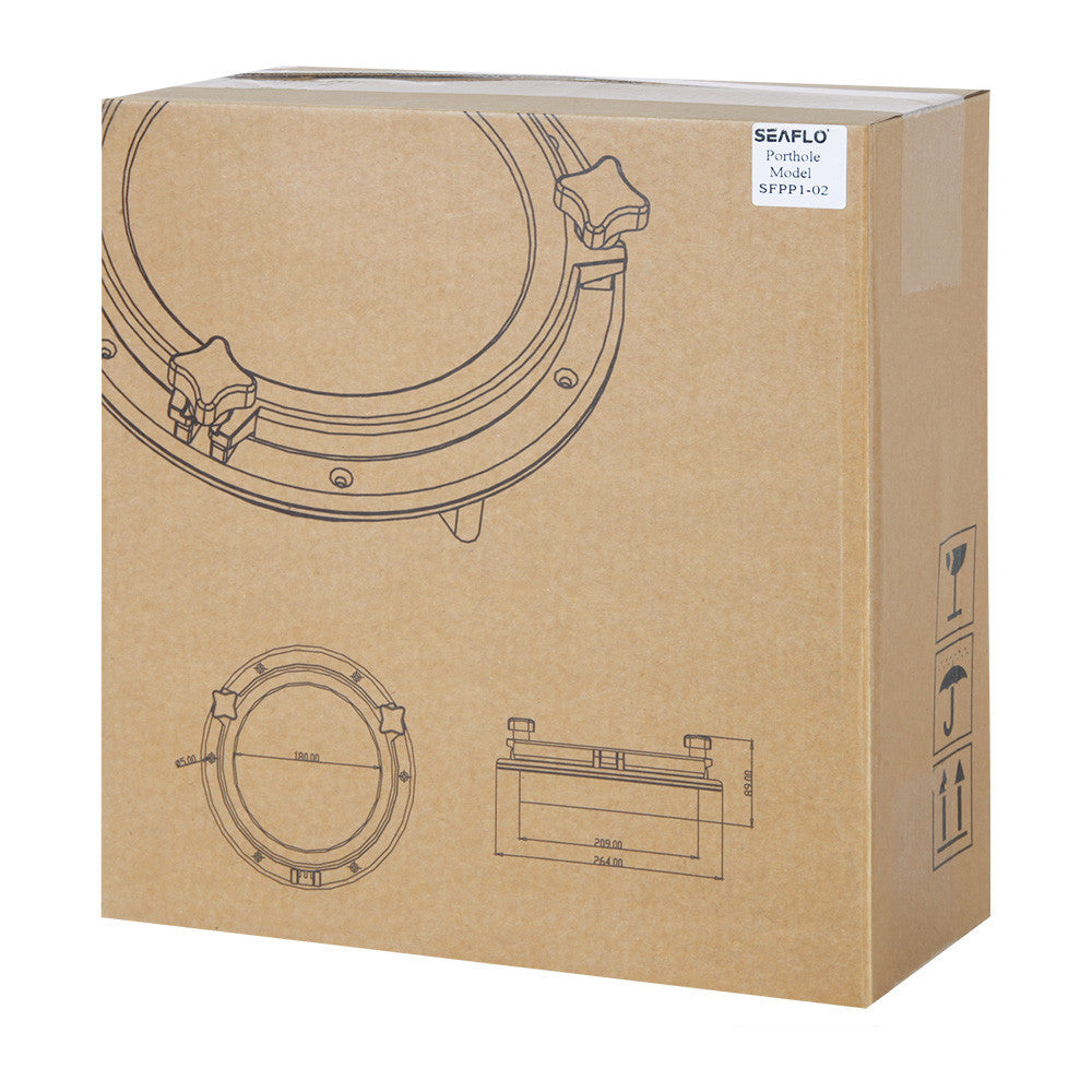 SEAFLO Round Porthole Window with ABS Plastic & Tempered Glass for Boat, Yacht, Marine Applications (White or Black, 10.5")