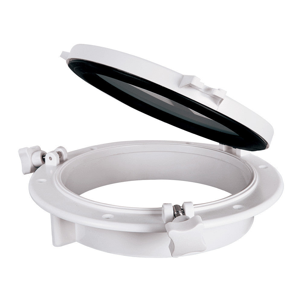 SEAFLO Round Porthole Window with ABS Plastic & Tempered Glass for Boat, Yacht, Marine Applications (White or Black, 10.5")