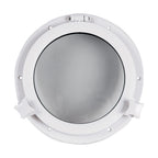 SEAFLO Round Porthole Window with ABS Plastic & Tempered Glass for Boat, Yacht, Marine Applications (White or Black, 10.5")
