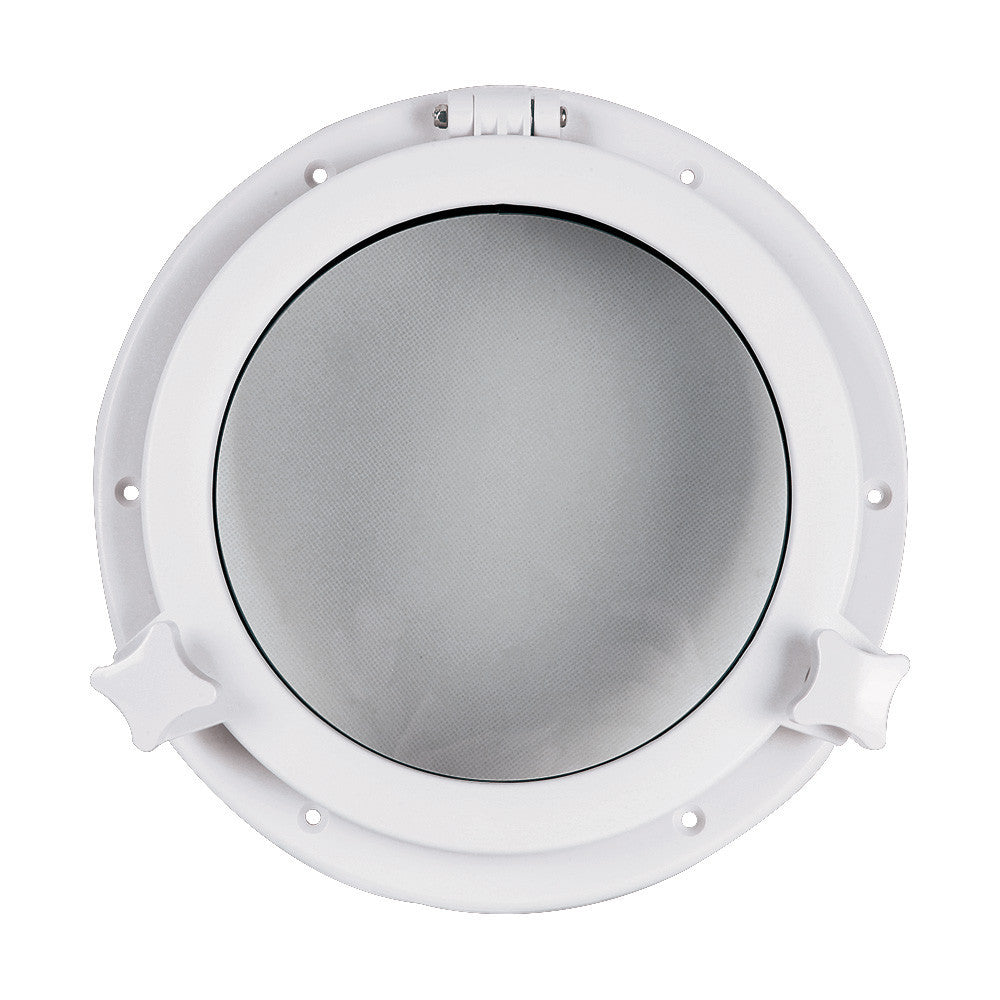 SEAFLO Round Porthole Window with ABS Plastic & Tempered Glass for Boat, Yacht, Marine Applications (White or Black, 10.5")