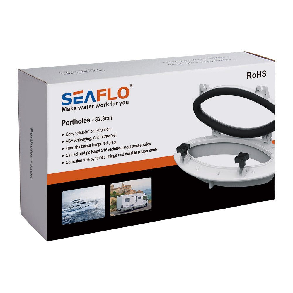 SEAFLO 03 Series 16.1" x 8.6" Elliptical Oval Porthole Portlight Window - ABS Plastic & Tempered Glass