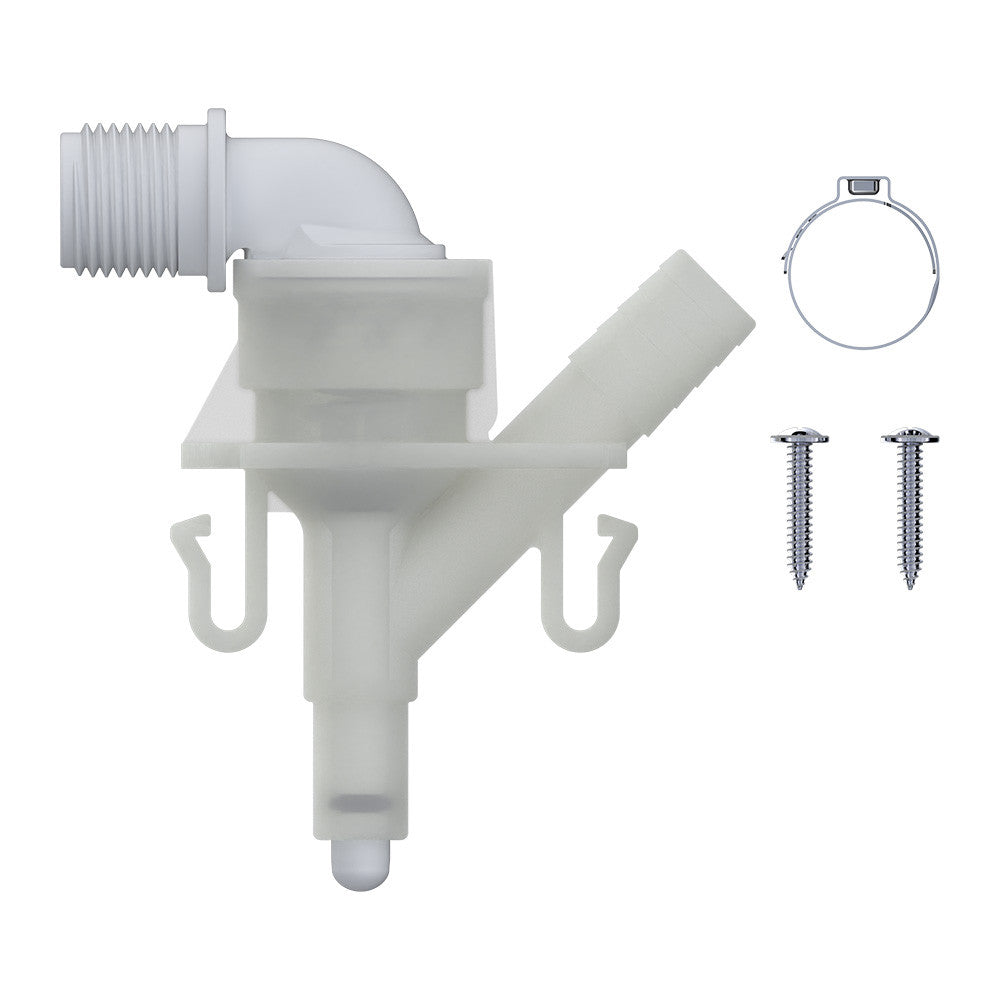 SEAFLO RV Toilet 90° Angled Water Inlet Valve Kit (SFRTK-017) - Fits All RV Toilets (SFRTPH-01-01, SFRTPH-01-02, SFRTPH-02-01) - Complete Kit with Screws, Clamp & Filter