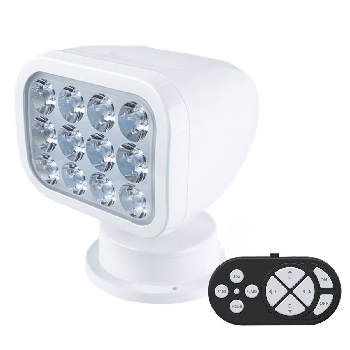 SEAFLO 360° Rotating Remote Control LED Searchlight (Wired/Wireless Remote)