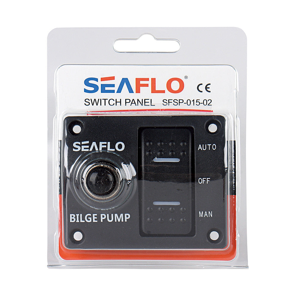 SEAFLO 3-Way Bilge Pump Panel Rocker Switch Automatic/Off/Manual with built in 15A Circuit Breaker 12v 24v 32v