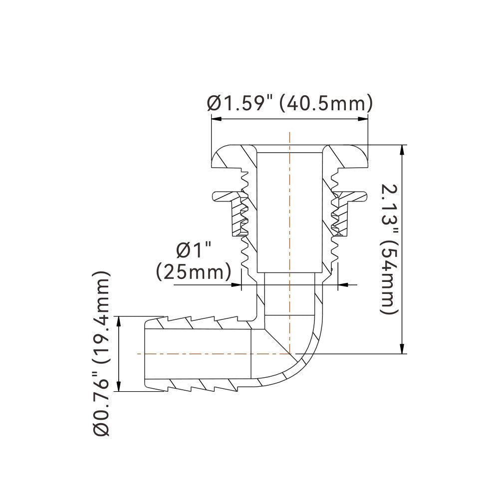 SEAFLO 90° Thru Hull Fitting