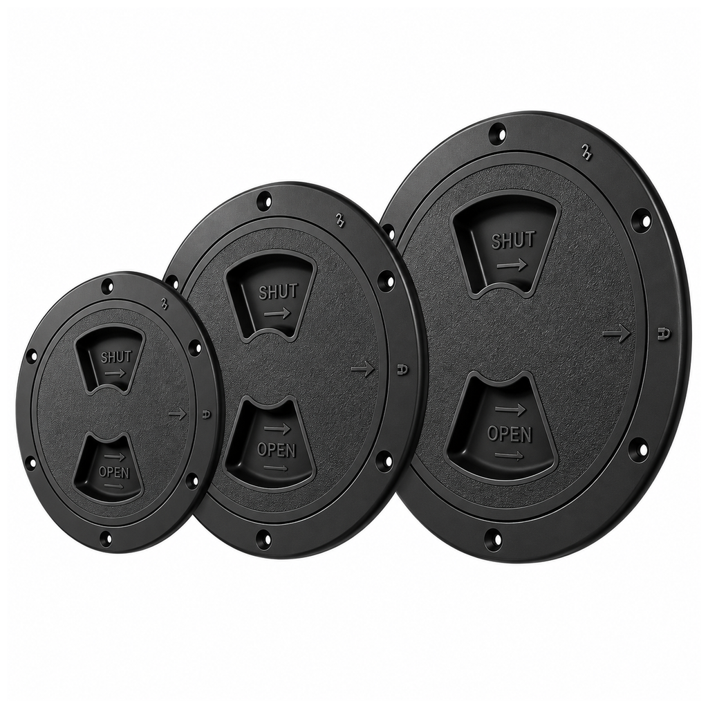 SEAFLO Circular Non Slip Inspection Hatch w/Detachable Cover (4"|6"|8")(White/Black)