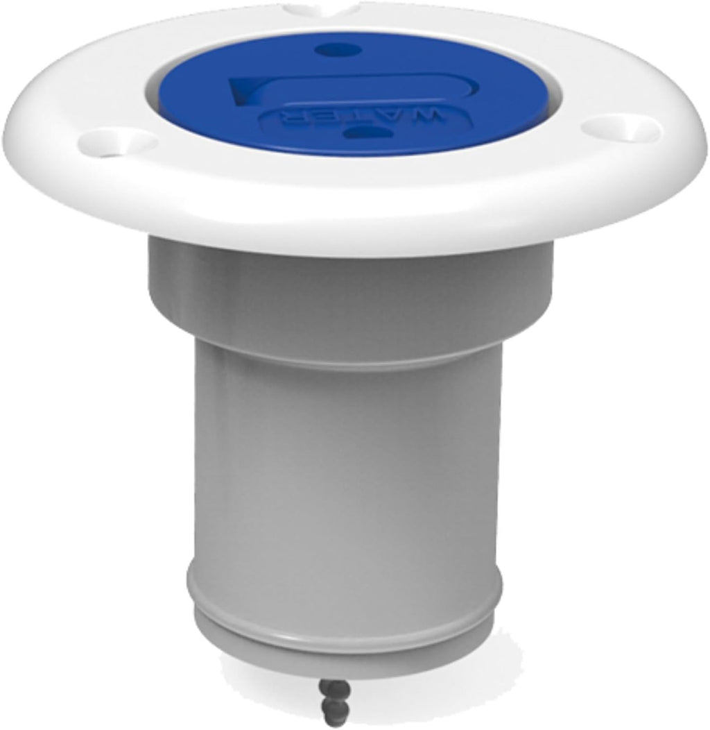 SEAFLO Keyless Water Deck Filler Cap with Attached Chain – 1-1/2" Hose Compatibility, Universal Fit, High-Grade O-Ring Seal, UV-Stabilized Nylon Construction, Stainless Steel Retaining Chain