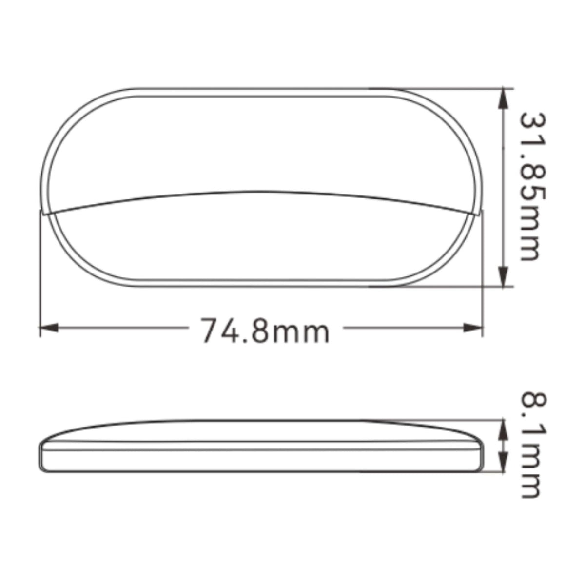 03 Series LED Oblong Courtesy Light - 12V Cool White, Stainless Steel