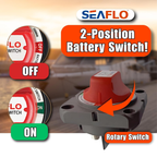 SEAFLO 300A Battery Disconnect Switch –12V/24V/48V Heavy-Duty Isolator Switch, Single Circuit ON/Off, IP66 Waterproof, Auto, Marine, Boat, RV, Car, ATV, CE & RoHS Certified (On/Off w/No-Cover|1-Pack)