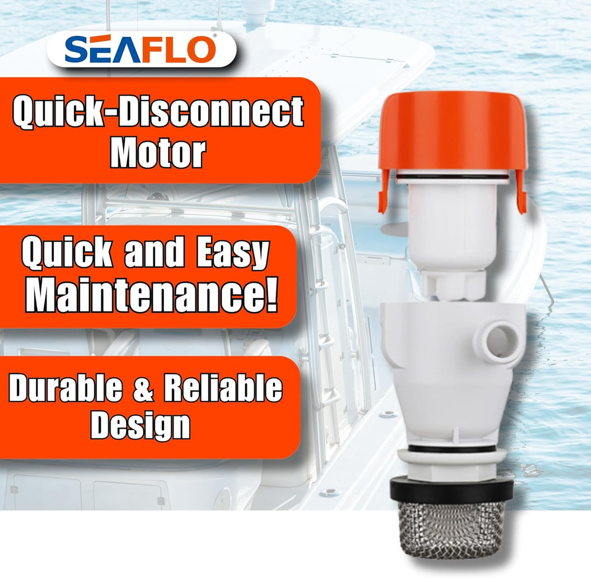 SEAFLO 12V 800 GPH 13F Series Portable Livewell Aerator Kit – Submersible Recirculating Bait Pump with Aerator Spray Head, Quiet Marine-Grade Motor, Durable & Corrosion-Resistant – 4-Year Warranty