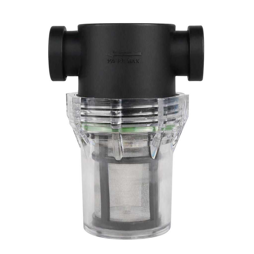 SEAFLO 1/2" Female NPT in-Line Strainer with 100 Mesh Stainless Steel Filter Screen – Clear Bowl for Easy Cleaning | Model SF-ST-12