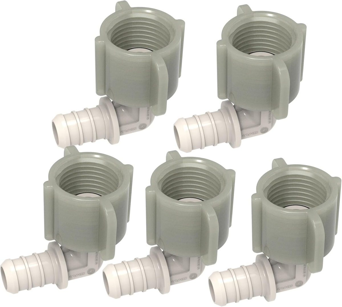SEAFLO Plastic PEX Pipe Coupling 90 Degree Fitting Swivel Adapter 1/2"-14 FNPT x 1/2" Barb Elbow Fitting - Compatible with PEX or PE-RT Pipe, Corrosion Resistant (5-Pack)