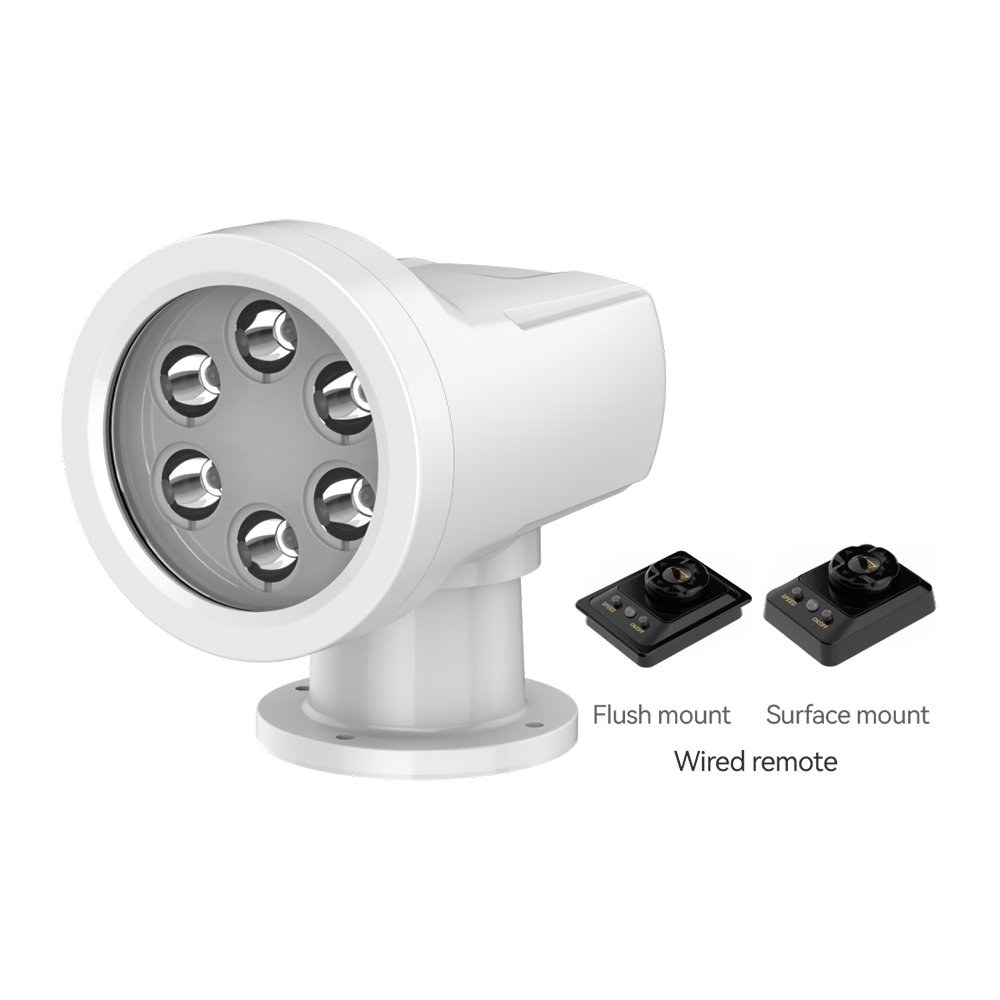 LED 5000K white Aluminum Searchlight 05 Series — Wired remote