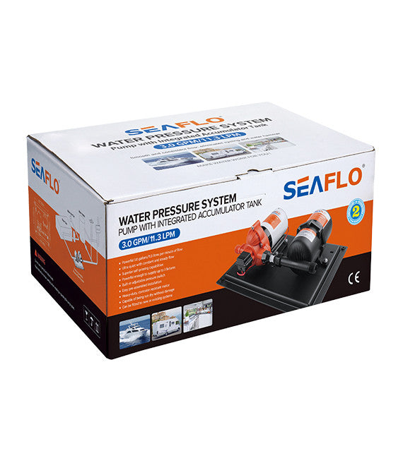 SEAFLO 33-Series Marine Water Pump (12V | 60 PSI | 3.0 GPM) w/ Accumulator System (23.5oz|125 psi)