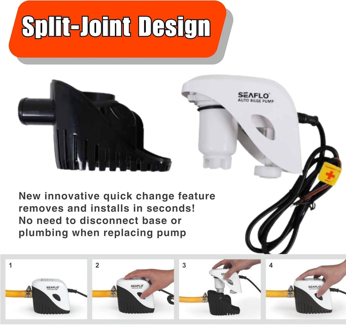 SEAFLO Automatic Submersible Boat Bilge Water Pump 12v 750GPH Auto with Float Switch